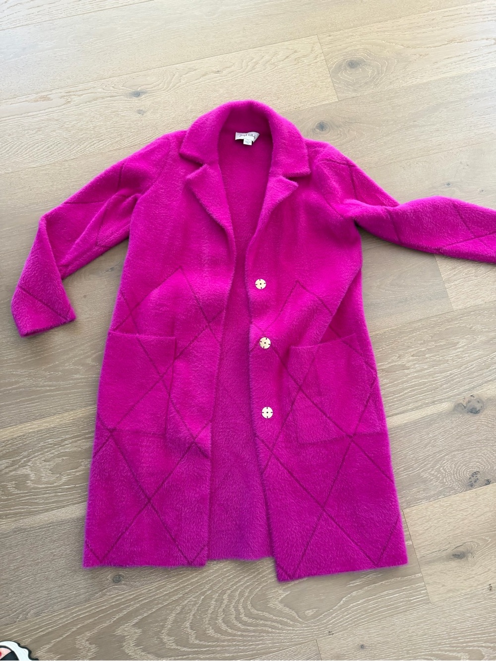Joseph Ribkoff Fuchsia Long Diamond-Stitch Coat